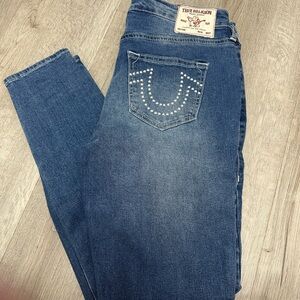 True Religion Blue Skinny Jeans with Signature Stitching